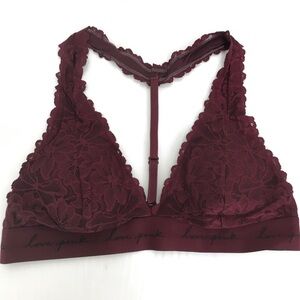 Pink Victoria’s Secret Lace Bralette Maroon Women’s Size Large Y2K Sexy